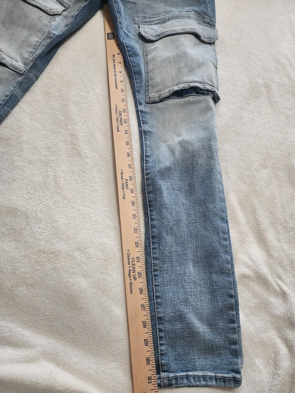 Jordan Craig Tactical Cargo Denim Jeans Slim Taper 34/34 Light Blue Wash